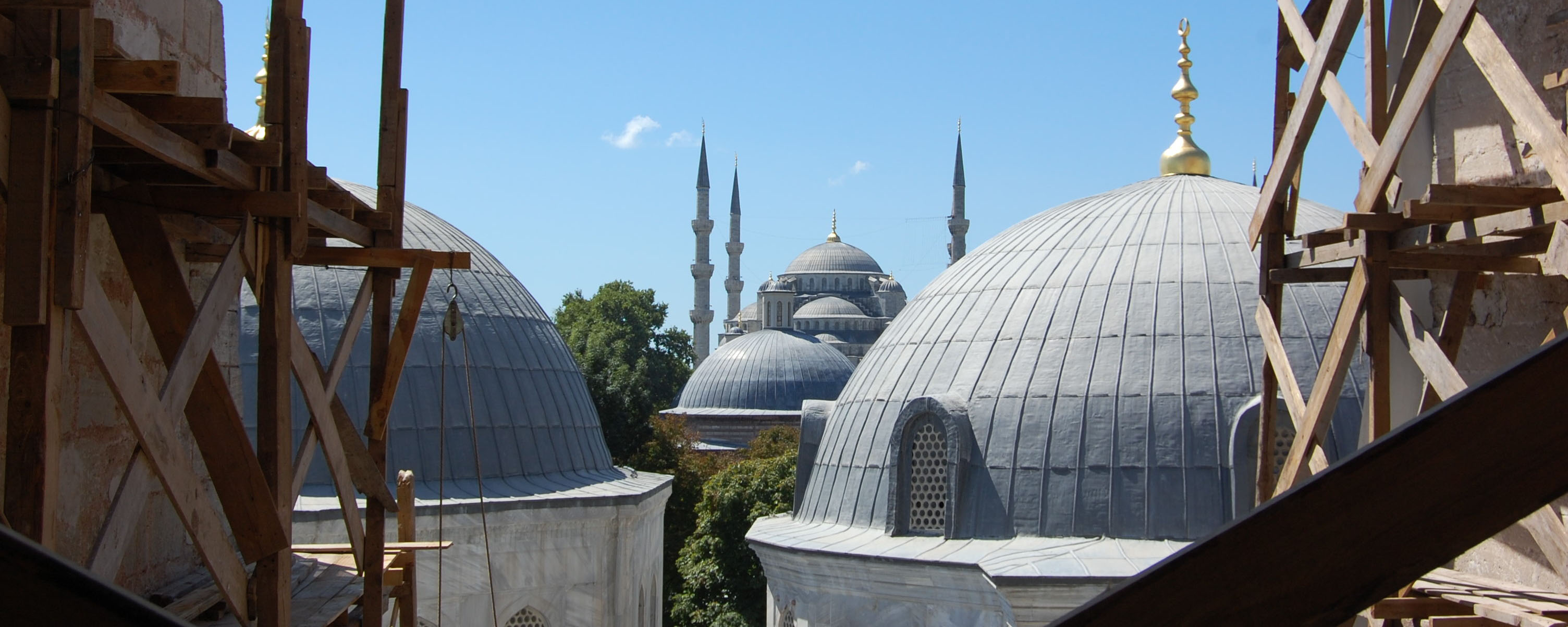 A view of the Hagia Sophia Mosque from the Sultan Ahmed Mosque in Istanbul. Turkey